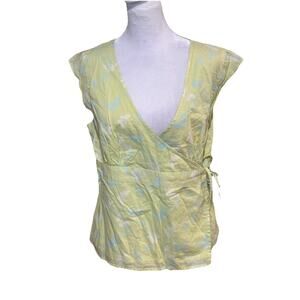 Gap Wrap Top Cap Sleeves Size M Lime Green Light Blue M